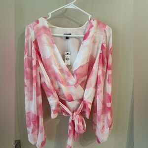 Pink blouse with front tie